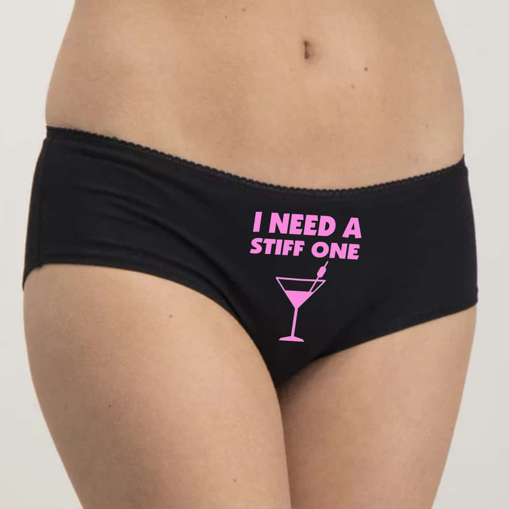 I Need A Stiff One Short Knickers. Funny Panties. Hard One Shorts Knickers in Black.
