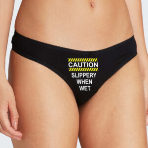 Slippery When Wet Knickers, Thong Panties. Black Cotton Thong, Naughty Underwear for a Seductive Surprise.