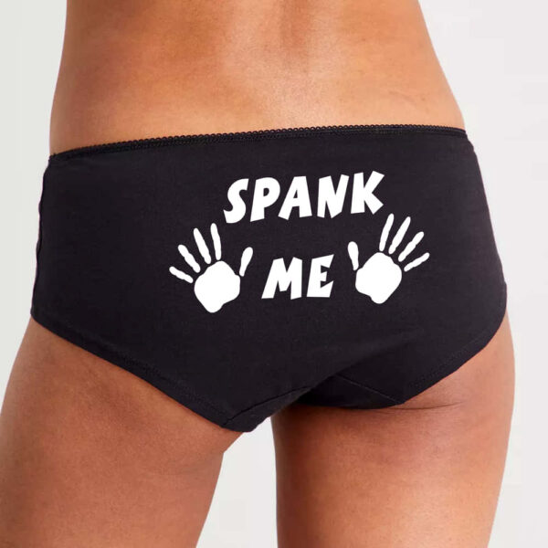 Spank Me Knickers - Spank Me Panties, Black Cotton Short Knickers.