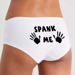 Spank Me Knickers - Spank Me Panties, White Cotton Short Knickers.